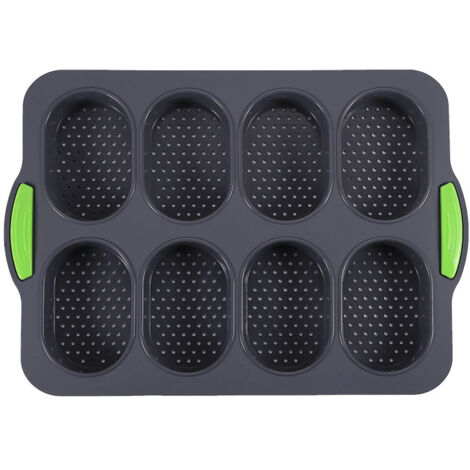 Moule Baguette Silicone Antiadhésif Moules à Pâtisserie Plateau à Cake Cuisson Outil pour Pain au Lait（noir）