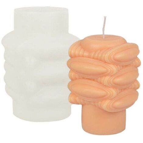 Moule cylindrique en silicone pour bougies, à faire soi-même, pour une bougie d'aromathérapie 3D.
