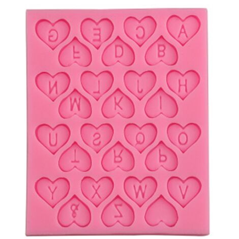 Moule de Gâteau en Silicone Flexible, Non Collant et de Haute qualité avec une Lettre Forme Coeur pour Décoration Gâteau d'anniversaire Fête, Formes d'alphabet Adaptées au Chocolat Bricolage,