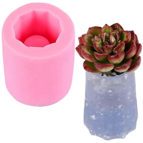 Moule décagonal 3D en silicone pour résine époxy, pots de fleurs succulentes, vases, moules en béton et argile, artisanat, bougies en ciment