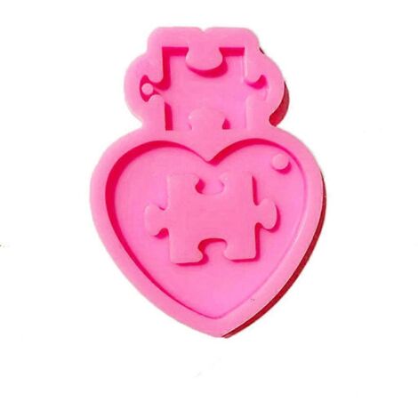 Moule décoratif en résine époxy pour porte-clés puzzle avec anneau et pendentif.