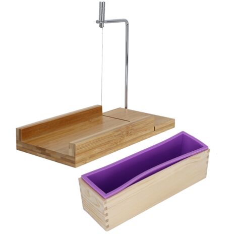 Moule DIY en Bambou et Silicone pour Savon, Bougie, Chocolat et Cuisine avec Planche à Découper et Accessoires [11.1x3.1x3.5in] - Ensemble Complet de Fabriaction à la Main