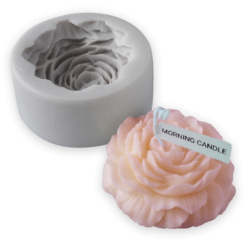 Fei Yu - Moule en plâtre en silicone pour bougie parfumée en forme de grande pivoine