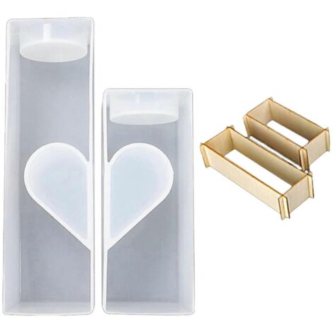 Moule en résine époxy cristal UV en forme de cœur pour bougie, bougeoir pour bougie chauffe-plat, support pour bougie chauffe-plat, moule en silicone pour loisirs créatifs et décoration intérieure, ou