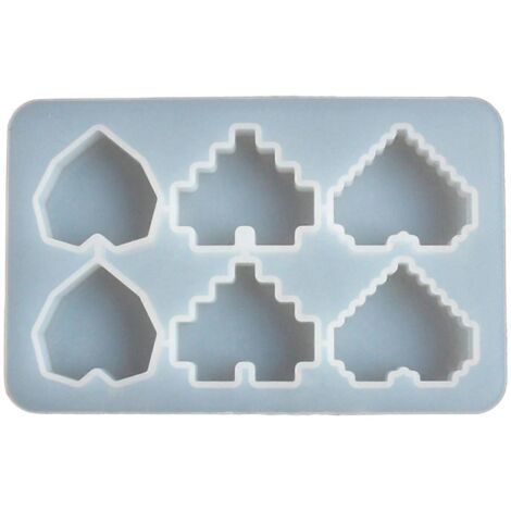 Moule en résine époxy UV cristal en forme de cœur pixelisé effet miroir, à réaliser soi-même