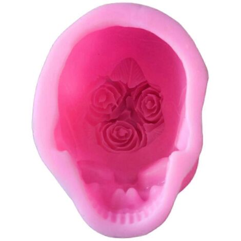 Moule en résine pour bougie 3D en forme de crâne et de rose (à faire soi-même), compatible avec les résines époxy et silicone UV cristal.