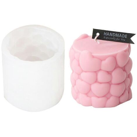 Moule en silicone cylindrique en forme de cœur pour bougie, plâtre, époxy, savon, gypse.
