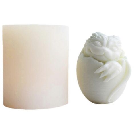 Moule en silicone en forme d'œuf de Pâques avec chaton et dragon, idéal pour la fabrication de bougies et de bijoux en résine époxy.