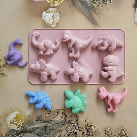 moule En Silicone, Moule  Chocolat En Forme De Dinosaure 3d Rose  6 Grilles, Moule  Muffins, Moule  Savon, Moule  Ptisserie, Adapt Aux Travaux Man