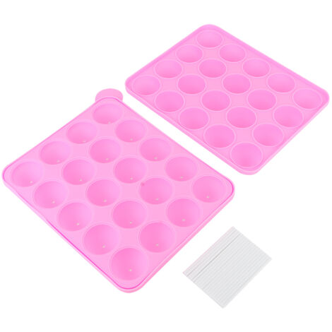 Moule en silicone pour 20 bonbons ronds, moule à cake et chocolat DIY, accessoire de pâtisserie rose pour lollipops