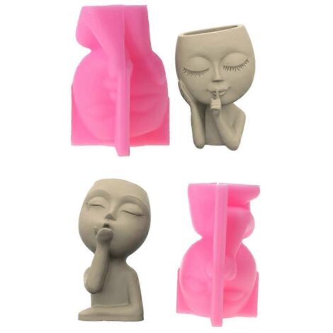 Moule en silicone pour bougeoir, moulage époxy, pot de fleurs, porte-stylo DIY