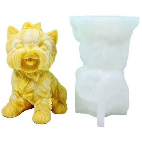 Moule en silicone pour bougie 3D en forme de chien, décoration de bureau faite main, moule en résine de plâtre