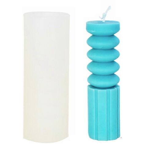 Moule en silicone pour bougie cylindrique rayée, moule en résine pour bougie colonne rayée à faire soi-même
