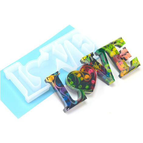 Moule en Silicone pour Lettre d'Amour, Forme Transparente pour Artisanat Fleurs Sèches et Déco DIY
