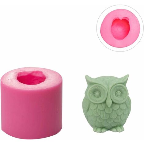 Moule en silicone pour moulage de bougies, 1 moule en forme de hibou 3D, moule cylindrique en silicone pour fabrication de bougies artisanales