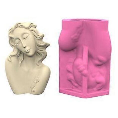 Moule en silicone pour plantes succulentes, forme fille, vase en béton fait main, moule de coulée en résine créative pour la décoration intérieure