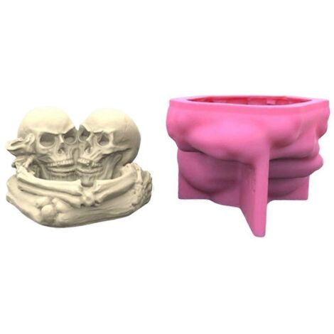 Moule en silicone pour plantes succulentes, pot de fleurs en forme de crâne d'Halloween, moule en résine époxy fait maison
