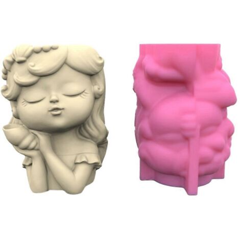 Moule en silicone pour pot de fleurs Conch Girl, moule pour chandelier en béton et résine, loisirs créatifs