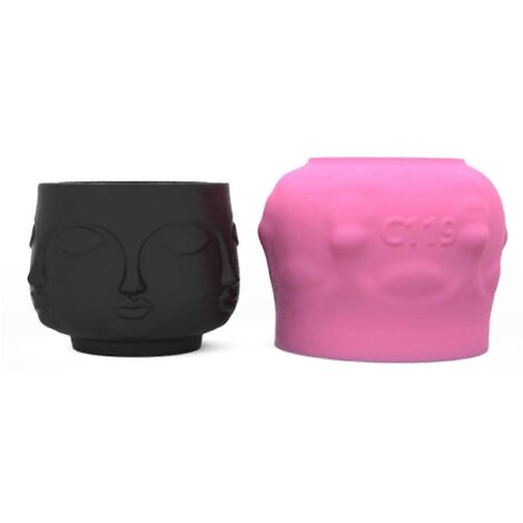 Moule en silicone pour pot de fleurs en béton, motif visage de Bouddha, pour plantes succulentes, en plâtre.