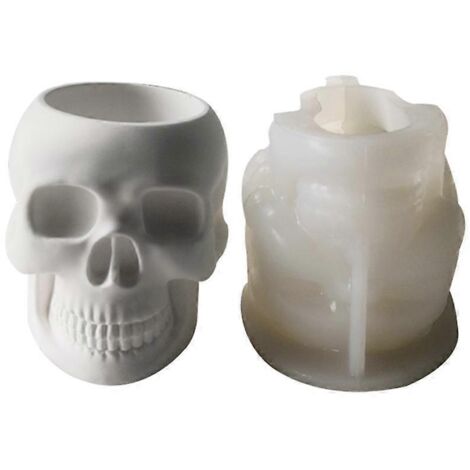 Moule en silicone pour pot de fleurs en forme de crâne en résine époxy cristalline, moule pour vase en plâtre, béton, ciment et résine pour bricolage en résine et pâte polymère
