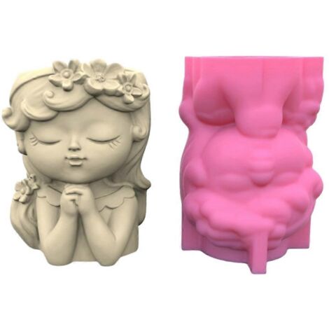 Moule en silicone pour pot de fleurs « fille en prière », moule pour chandelier en béton et résine, moule pour loisirs créatifs à faire soi-même