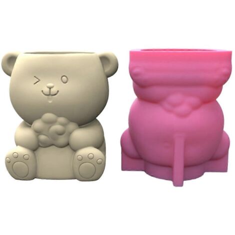 Moule en silicone pour pot de fleurs succulentes Petit Ours, moule pour chandelier en béton et résine