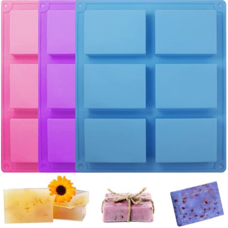 Moule En Silicone Rectangulaire - 6 Cavités - Pour Savon Artisanal Chocolat Biscuit Glace Pâtisserie - 8 x 5,6 x 2,5 cm