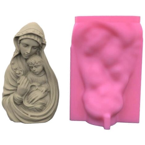Moule en silicone représentant Marie tenant un enfant, moule à bougie en plâtre époxy pour décoration intérieure