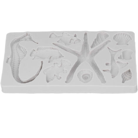 Moule en Silicone Réutilisable en Forme d'Étoile de Mer et Hippocampe pour Chocolat, Glaçons et Pâtisserie