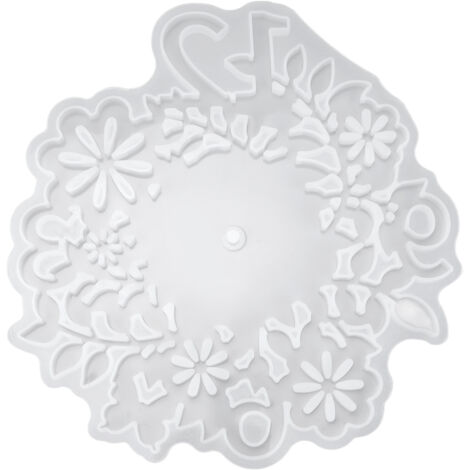 Moule en Silicone Réutilisable pour Cadran d'Horloge Motif Fleur Feuille Blanc - DIY Décoration Maison Cadeau Artisanat
