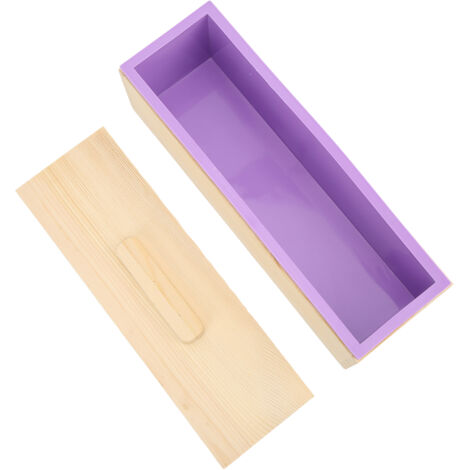 Moule en Silicone Souple pour Savon Artisanal Violet, Coffret DIY avec Boîte en Bois et Couvercle