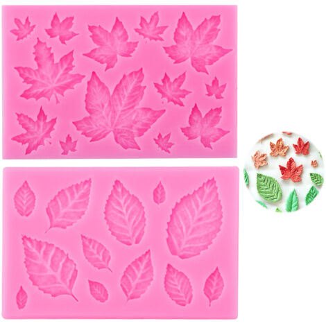 Moule Feuille En Silicone - 9,7 x 6,4 cm - Pour Décoration De Gâteaux Chocolat Mousse Gelée Yaourt Surgelé - 2 Pièces