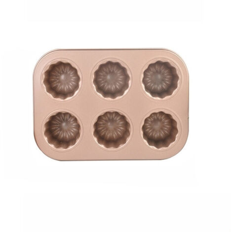 Moule gâteau acier carbone 6 cavités rose doré