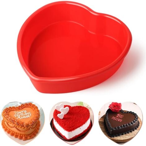 JALLERIA Moule Gateau Coeur Silicone, Moule en Silicone Coeur Saint Valentin, Antiadhésif Moule a Gateau Silicone Patisserie Pour Gâteau Fête Des Mères, Gâteau au Fromage -21 cm x 18.5 cm