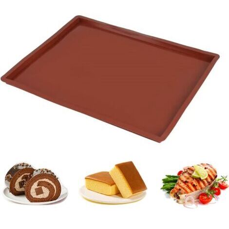 Moule Genoise Rebords 38x30x1.5cm Silicone Tapis Cuisson anti-débordement Tapis a Rouler Genoise Silicone Rectangulaire Moule Genoise Plaque Haut