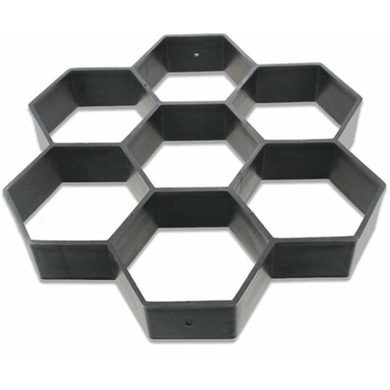 Memkey - Moule hexagonal réutilisable pour pavés de béton, marcheau, pierre de ciment pour trottoir, allée, terrasse, jardin, route (30 x 30 cm, noir)