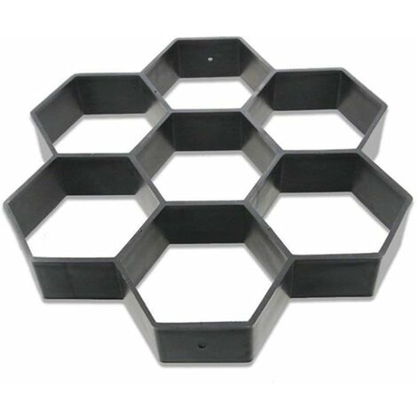 Moule hexagonal réutilisable pour pavés de béton, marcheau, pierre de ciment pour trottoir, allée, terrasse, jardin, route (30 x 30 cm, noir)