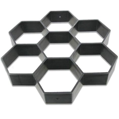 Moule hexagonal réutilisable pour pavés en béton, marchepied, pierre de ciment pour trottoir, allée, terrasse, jardin, route (30 x 30 cm, noir)