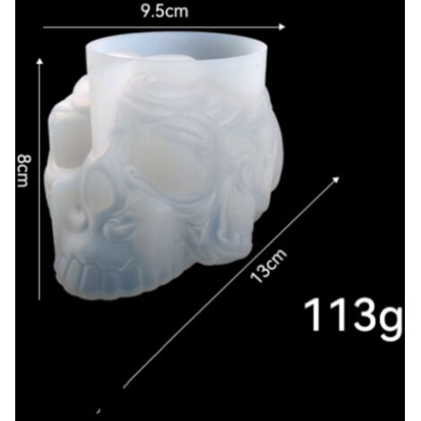 Moule porte-stylo en forme de crâne 3D, moule à bougie d'Halloween en 2 pièces