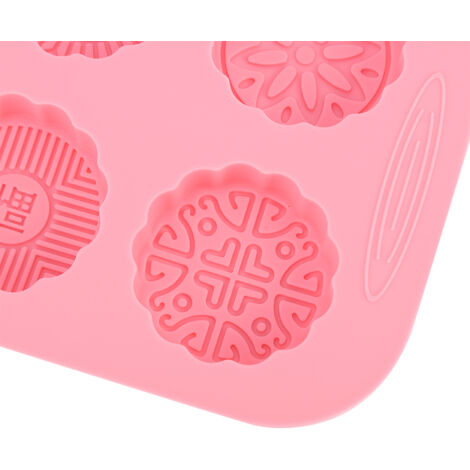 Moule pour Mooncake en Silicone Culinaire - 6 Emplacements - Rose - 25x16cm - Pour Cuisine, Savon et Glaçage
