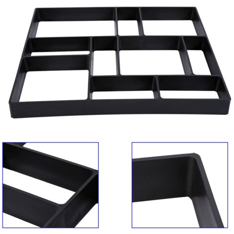 Moule pour Pavage de Jardin en Plastique PP DIY, Rectangle Noir 45x40cm, pour Création de Chemins et Allées en Béton, Facile à Utiliser et Réutilisable