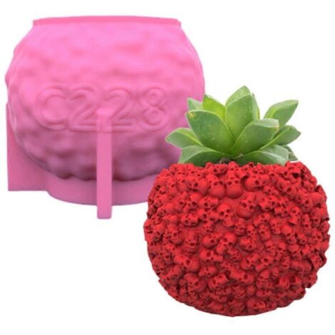 Moule pour porte-pinceaux de maquillage, moule pour pot de fleurs, moule en résine en forme de crâne