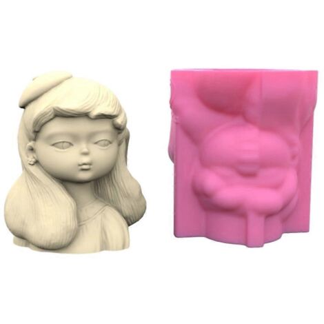 Moule pour pot de fleurs fille aux cheveux longs, porte-stylo, boîte de rangement, moule pour jardinière