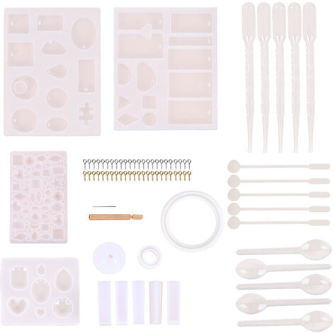 Moule en résine de silicone pour le moulage de bijoux, 229 pièces moules et  outils de moulage en silicone, kit de fabrication de résine époxy pour  pendentif en cristal de bricolage pour