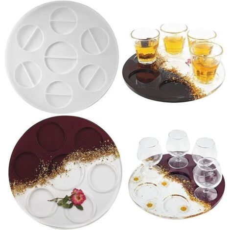 Moule resine epoxy,Moule en Epoxy pour la Fabrication de Verres à Vin, Plateau de Service Résine Moule pour Bar, Cuisine, Fête