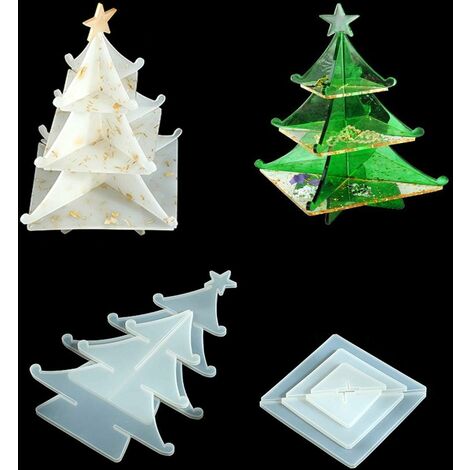 4pcs Résine de moule de Noël, moule de silicone dornements de Noël, moule  de lettre, moule de bijoux, décoration de maison, art de résine de coulée  de décor de Noël 