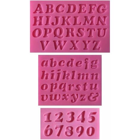 Moule silicone 3D Alphabet chiffres pour pâte à sucre, cake design, décoration