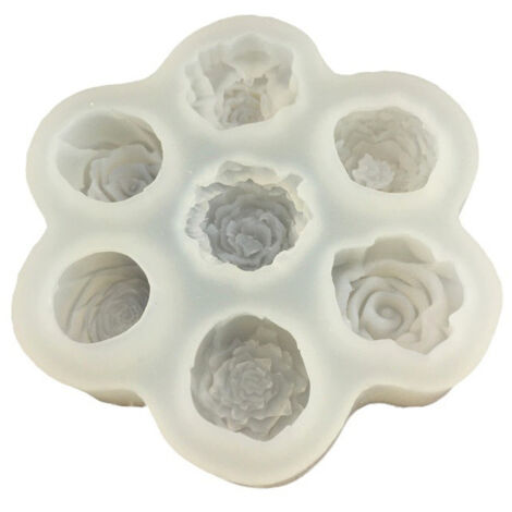 Moule Silicone 7 Cavités Fleurs pour Bougies, Chocolat et Résine Époxy - Décoration Saint-Valentin, Mariage et Artisanat