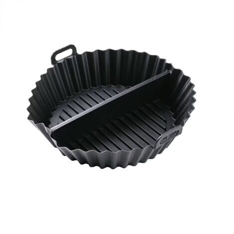 Moule Silicone Air Fryer, 2 Pièces Rond Accessoires Air Fryer Réutilisable Moule Air Fryer Plat Silicone Air Fryer pour Air Fryer Micro-ondes Four,Noir