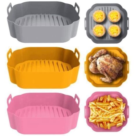 Moule Silicone Air Fryer Accessoire, 3 Pièces 8 inch Panier Moule pour Friteuse à Air Chaud Réutilisable,Moule Silicone Airfryer